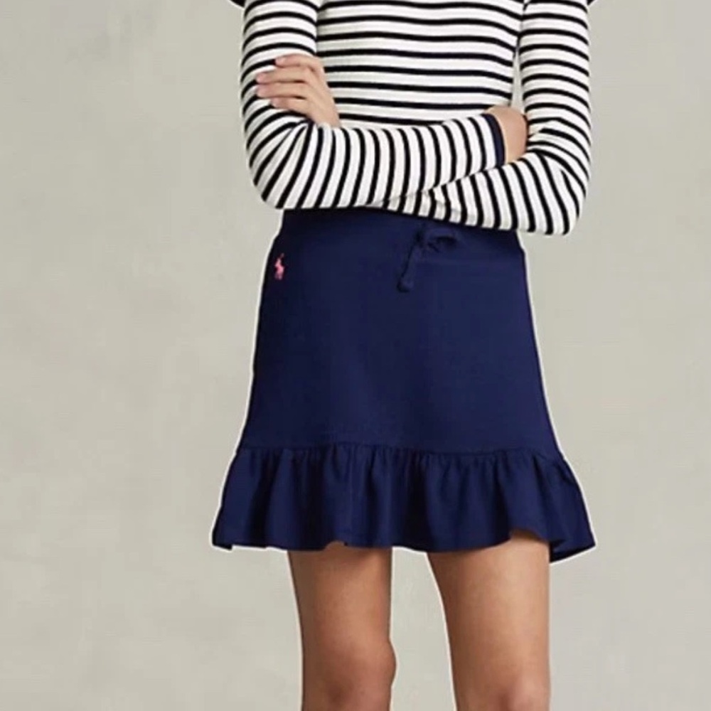 Polo Ralph Lauren Girls Ruffled Stretch Mesh Skort/ Navy Sz XL (16) NWT
